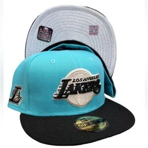 New Era Los Angeles Lakers hat cap 59/fifty Fresh Mint / Teal Black Classic Logo